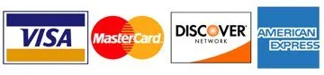 Payment accepted includes Visa, MasterCard, Discover and AmEx